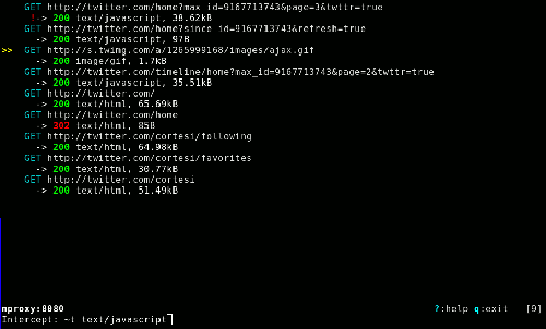 mitmproxy screenshot